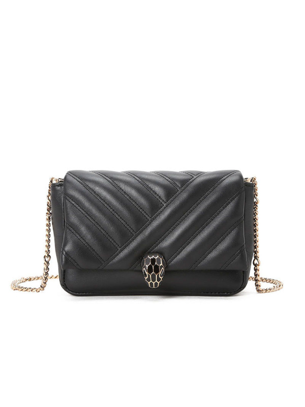 预售 BVLGARI 宝格丽 Serpenti Cabochon 单肩包 斜挎包 口盖包迷你 经典蛇头绗缝皮288755