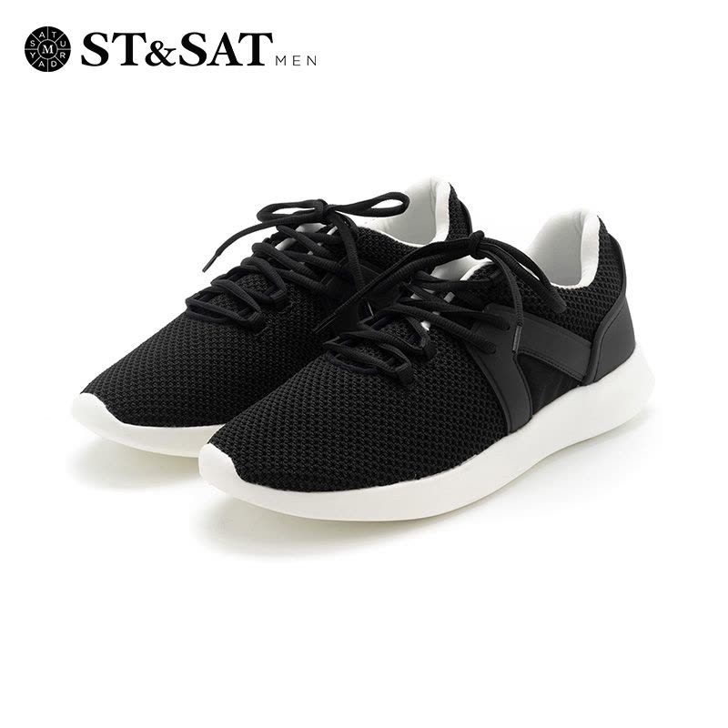星期六(ST&SAT)男鞋18年新品专柜同款交叉系带圆头平底休闲鞋SS83125421图片