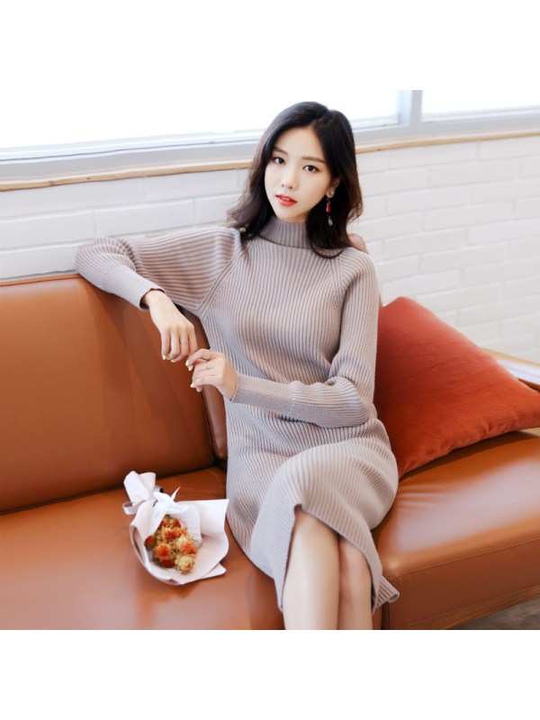 韩都衣舍2018秋装韩版女装裙子纯色打底基础款连衣裙JN7756埕