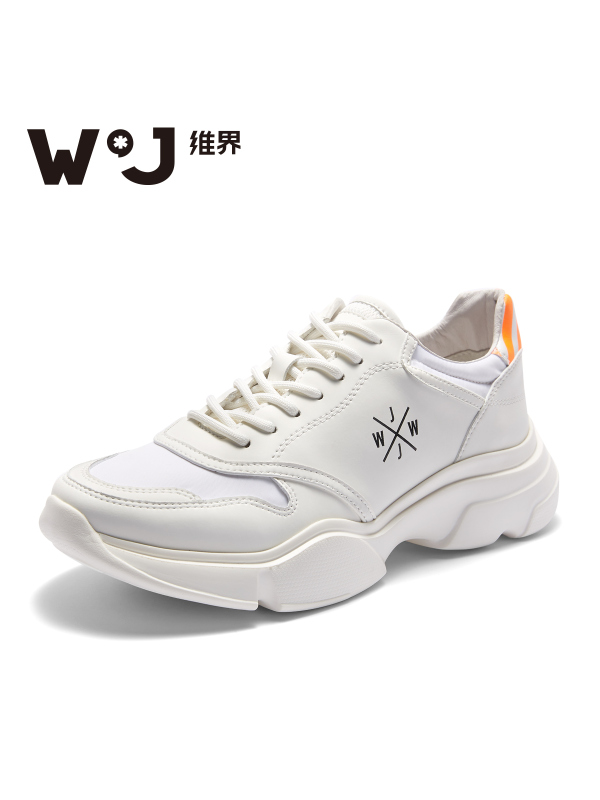 维界秋季新款男鞋韩版时尚厚底白色系带休闲鞋青春个性户外潮流鞋