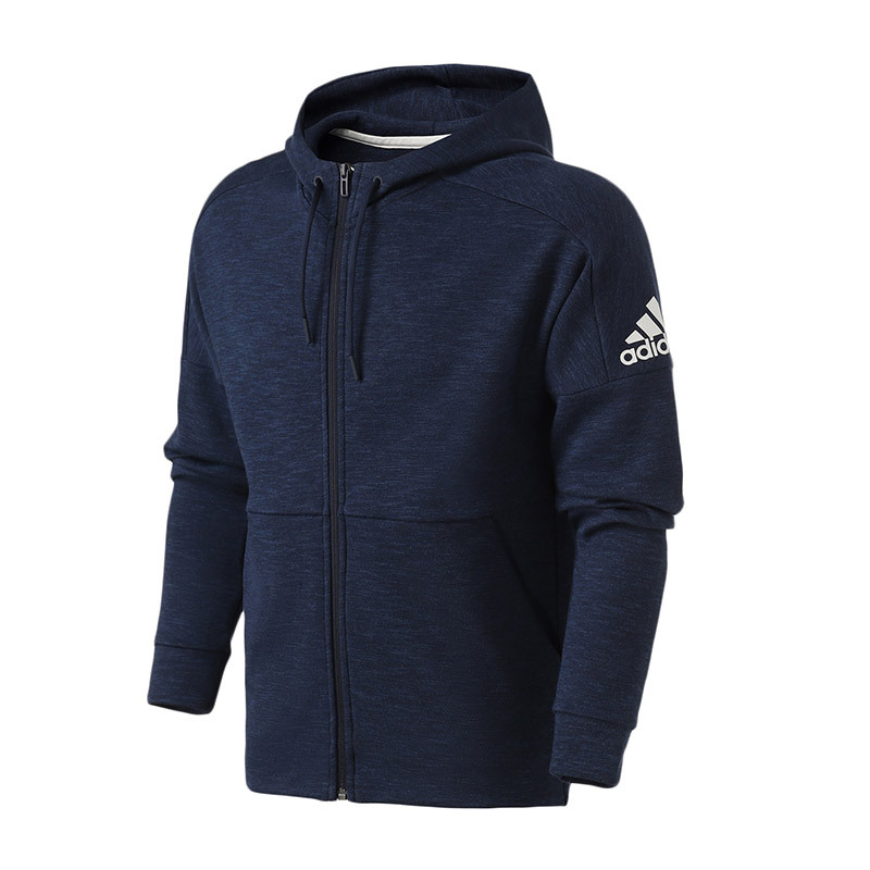 adidas男服夹克外套连帽休闲运动服DU1136 L DU1136蓝色