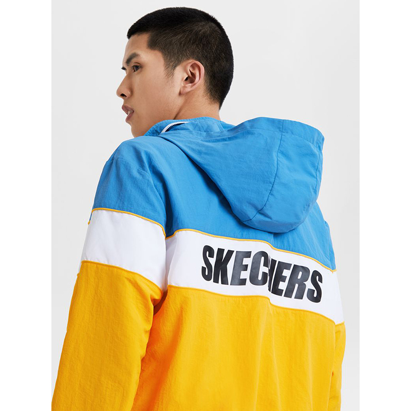 skechers斯凯奇男子撞色拼接梭织休闲外套黄子韬同款 SMAMS19D015