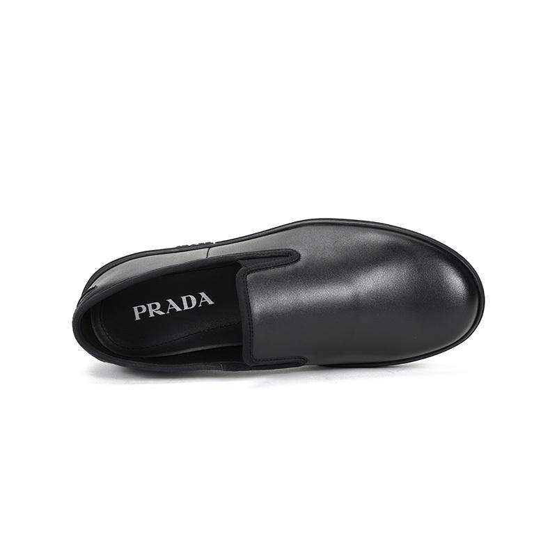 PRADA 普拉达 男士 皮革/织物休闲皮鞋懒人鞋 4D3443 C3F