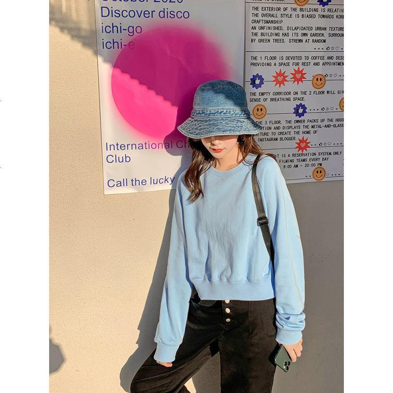OtherMix短款卫衣女2021春新款炸街盐系小个子糖果色圆领宽松上衣
