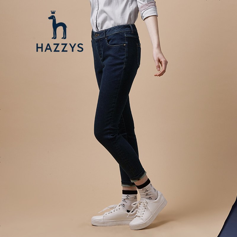 哈吉斯HAZZYS 秋冬 牛仔裤女时尚简约修身长裤