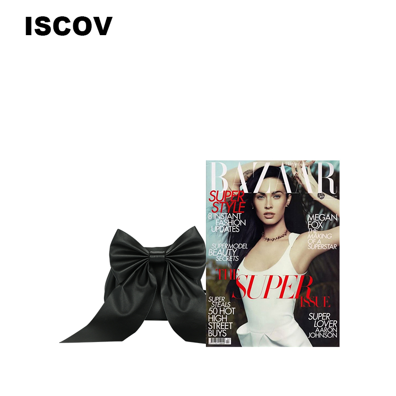 ISCOV新潮水桶包春夏创意蝴蝶结真皮单肩斜挎包