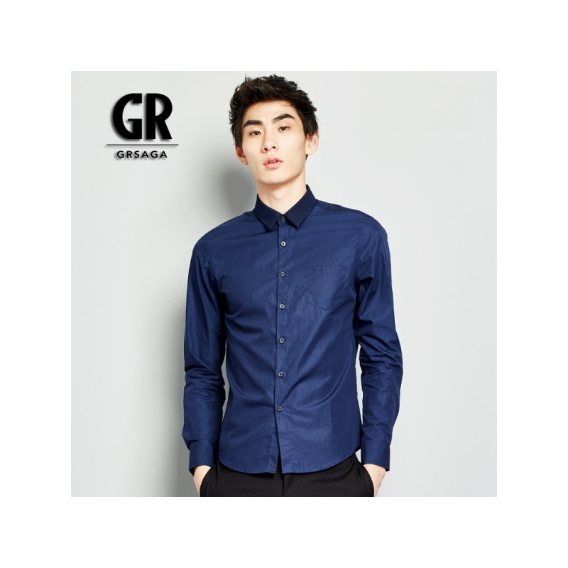 G’RSAGA休闲藏青色系长袖衬衫C11533147G