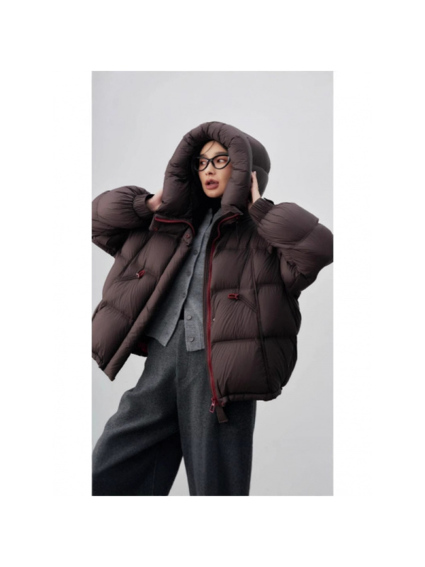 年冬新款连帽保暖短款棉服女轻奢云感泡芙设计感时尚加厚外套