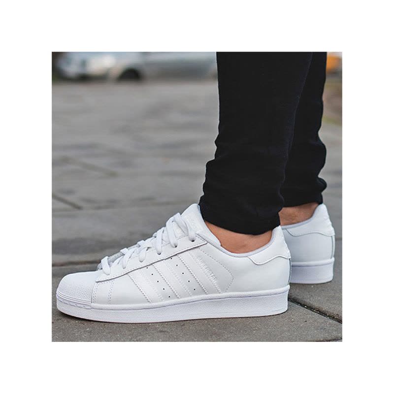 阿迪达斯Adidas三叶草男鞋女鞋全白纯白贝壳头运动休闲板鞋B27136图片