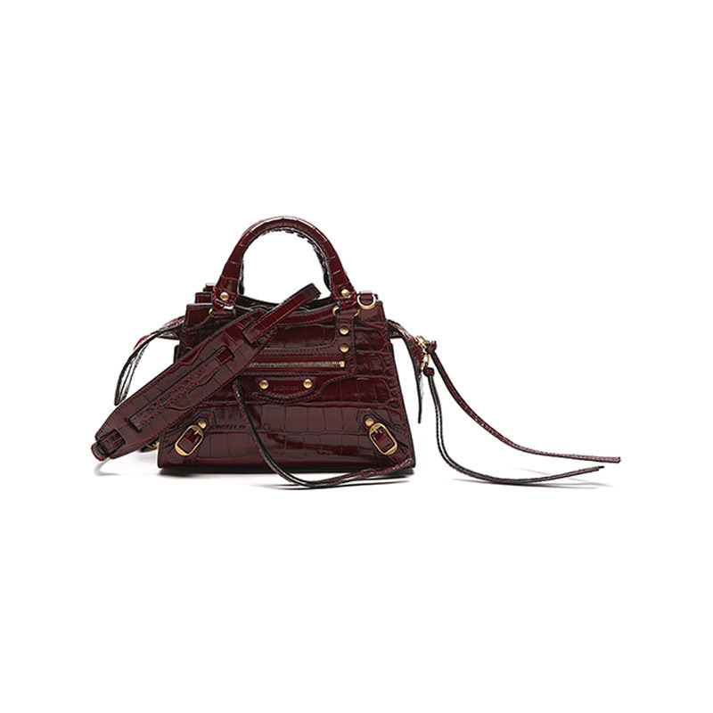 巴黎世家 BALENCIAGA 女士鳄鱼纹牛皮革Neo Classic手提单肩斜挎包迷你款638524 1ROD1