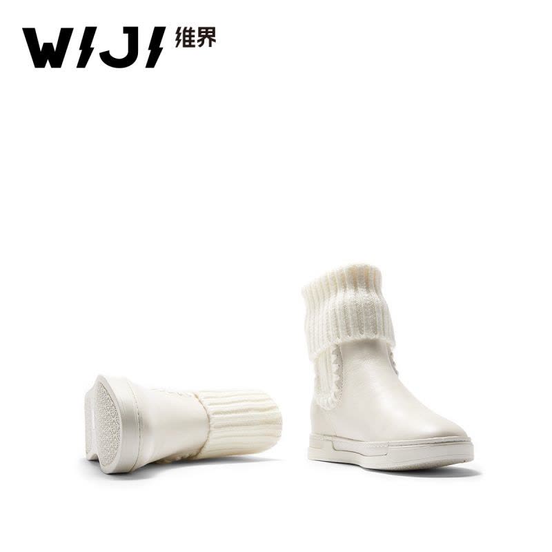 WIJI冬季雪地靴女2018新款时尚潮流休闲青春纯色气质个性保暖女靴图片