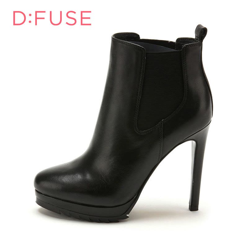 D：Fuse/迪芙斯短靴冬新款牛皮圆头超高细跟女鞋DF54115027图片