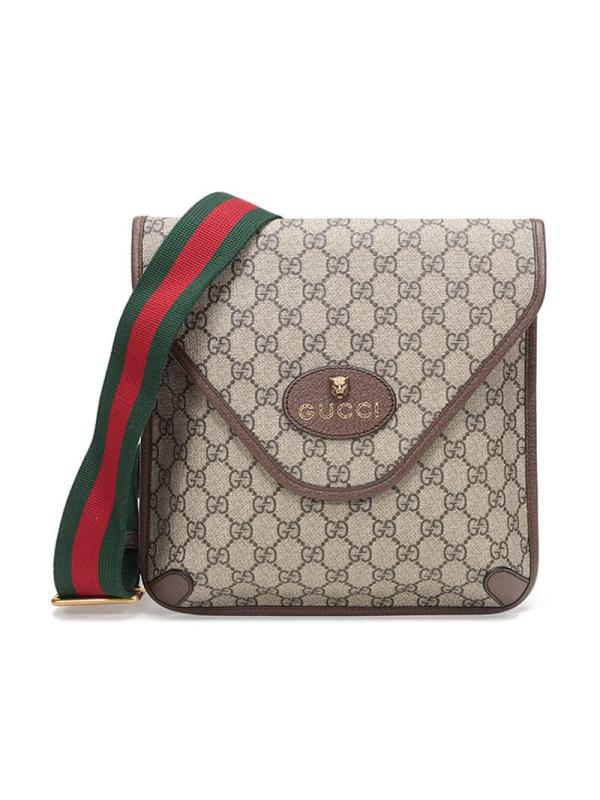 gucci 古驰 男女中性 gg supreme系列涂层帆布单肩斜挎包中号 598604