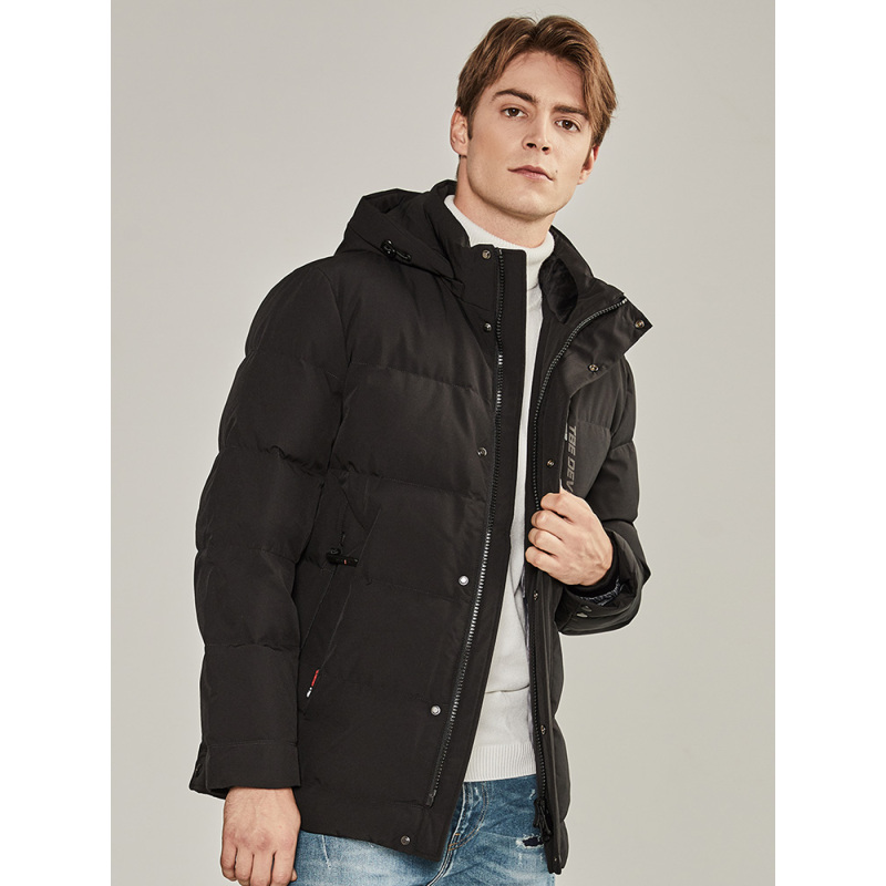 坦博尔2019新品羽绒男士短款时尚可脱卸帽保暖秋冬外套潮ta19563