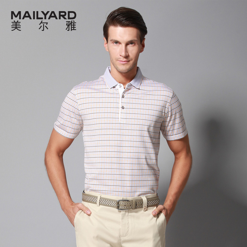美尔雅(MAILYARD)短袖T恤男 桑蚕丝商务休闲男式T恤 男士polo衫棉 250