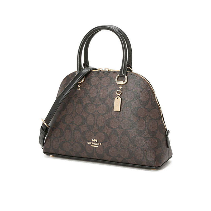 COACH 蔻驰 SIERRA SATCHEL 女士斜挎包 贝壳包 字母马车标织物F2558金扣