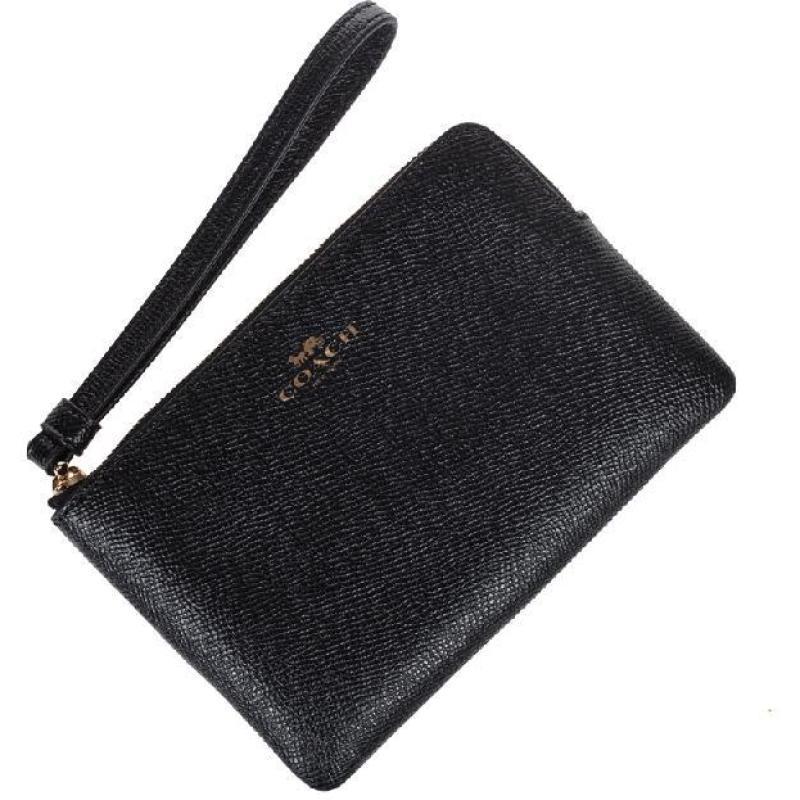 coach纯皮小号手机包手拿包黑色