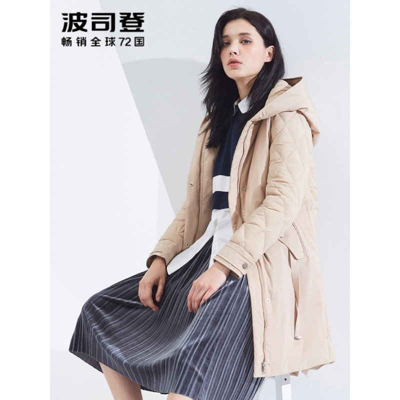 波司登BOSIDENG羽绒服 女士冬季中长款厚款秋冬季休闲百搭连帽风衣外套B80131132