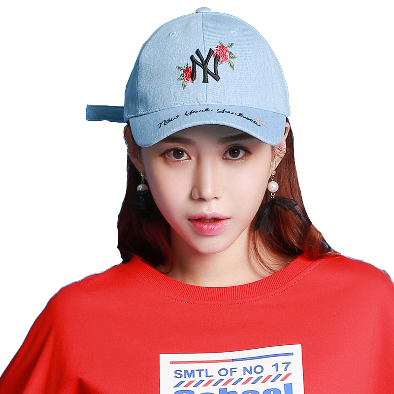 MLB 棒球帽子NY洋基队鸭舌帽 玫瑰花小牛仔蓝男女通用款 32CPXE741-50N