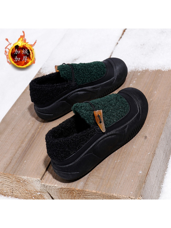 舒适厚底懒人鞋女冬季新款保暖女鞋百搭一脚蹬休闲鞋