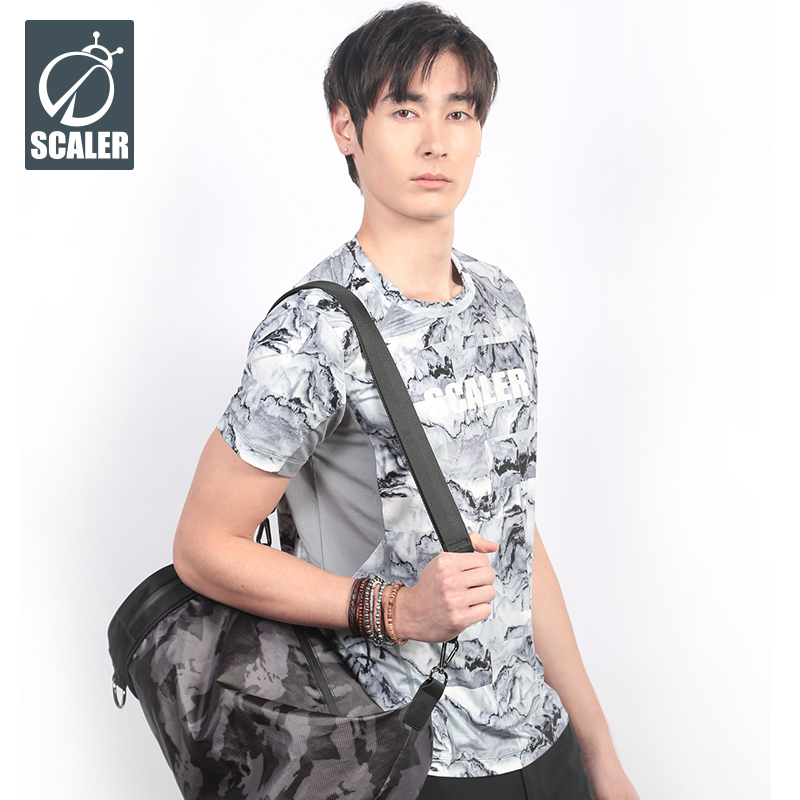 思凯乐户外2018新款速干T恤男女水墨印花吸湿圆领短袖潮牌