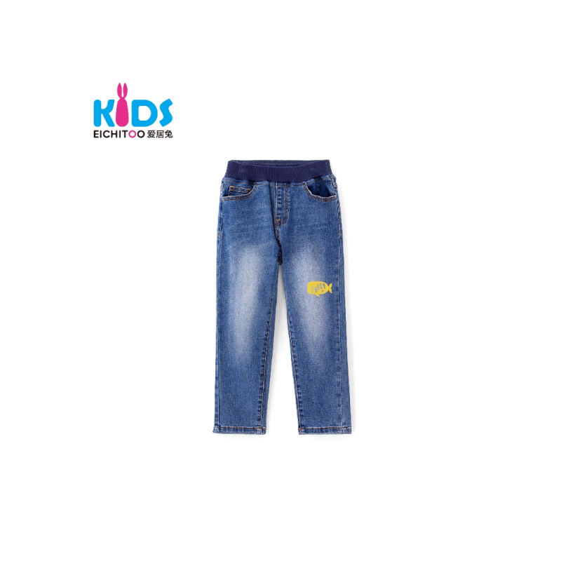 EICHITOO KIDS爱居兔童装2019春季男小童中腰印花牛仔裤