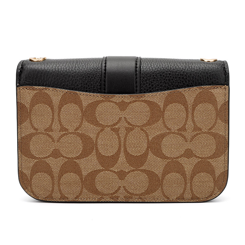 COACH 蔻驰 奢侈品 早春新品女士经典马车标卡其拼黑色PVC配皮单肩斜挎链条包7287 IMCBI
