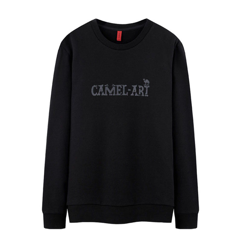 CAMEL骆驼男装 2018秋季新款男青年圆领套头纯色胶浆印花舒适休闲卫衣