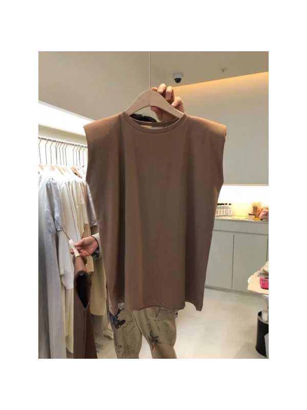 纯色圆领外穿无袖T恤女夏宽松打底衫显瘦休闲背心上衣服韩国女装