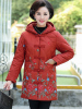 妈妈冬装棉衣加厚中长款外套民族风中年女唐装棉袄连帽棉服绣花新款6613