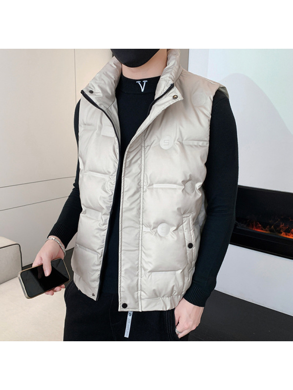 男士羽绒马甲秋冬季新款潮牌时尚加厚保暖立领冬装白鸭绒男装外套