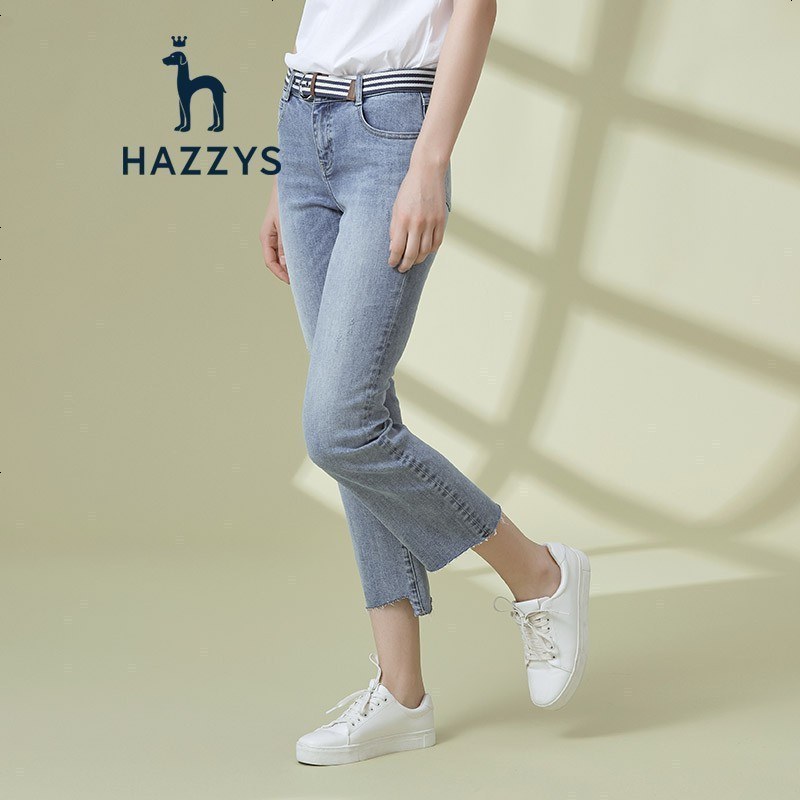 哈吉斯HAZZYS 春夏 牛仔裤女简约潮流时尚牛仔长裤