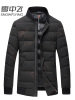 雪中飞2019冬季新款羽绒服男短款立领青年男士时尚印花潮流加厚外套