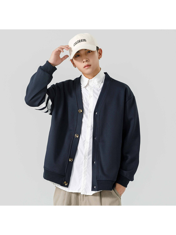 春秋季新款卫衣男装潮流日系复古男士长袖T恤宽松休闲针织衫外套