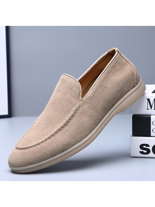 复古英伦翻毛皮一脚蹬乐福鞋男士韩版商务透气套脚休闲软底懒人鞋