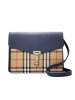 预订BURBERRY Macken系列 斜挎单肩包 Vintage格纹 小号 23.5x17x6CM牛皮革\织物