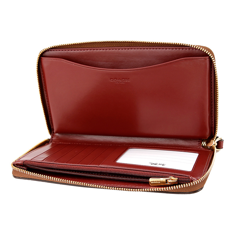 coach蔻驰奢侈品女士卡其印花人造革长款钱包钱夹f78021imp4x