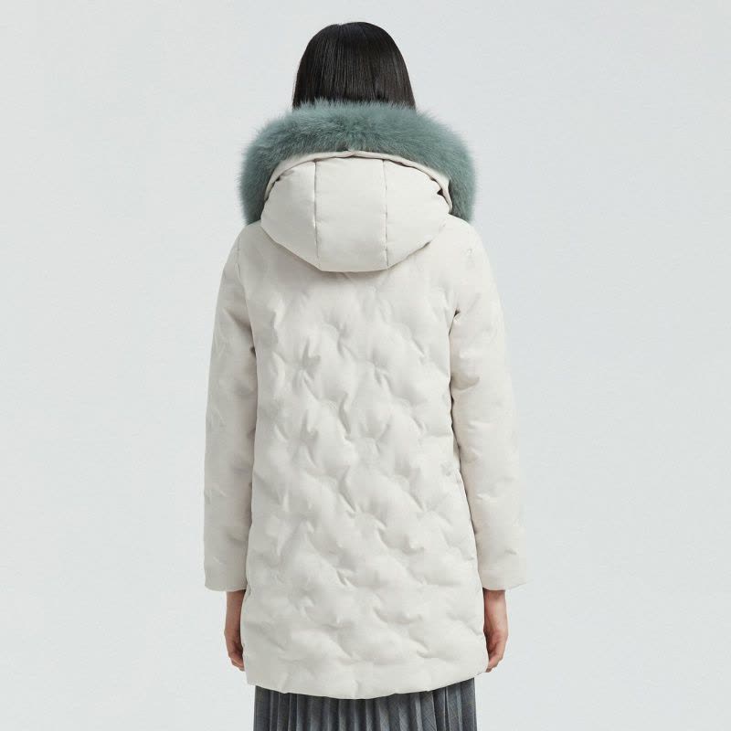 波司登2020新款狐狸毛领中长款羽绒服莫兰迪色简约H版B00145136图片