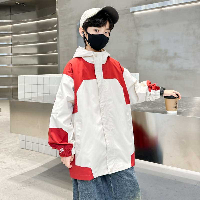 Three Sons男童外套春秋款2023新款童装衣服中大童上衣工装秋装儿童韩版风衣