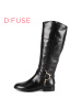 D：Fuse/迪芙斯长靴冬新款牛皮圆头低跟侧拉链女鞋DF54116501_ahC04
