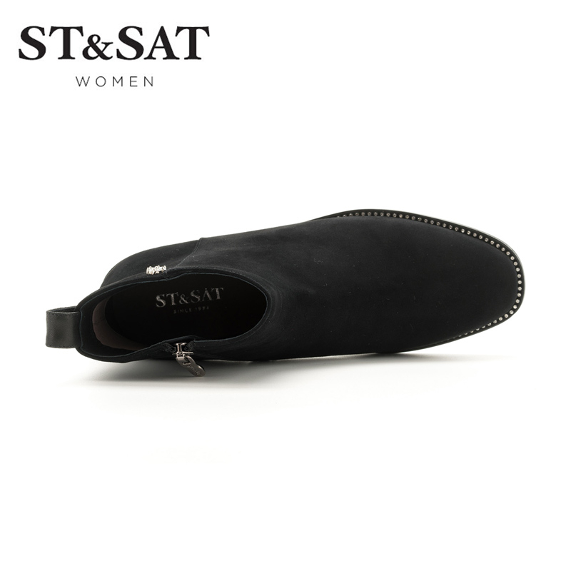 St&Sat/星期六秋冬时尚铆钉低跟短靴女靴SS74116408