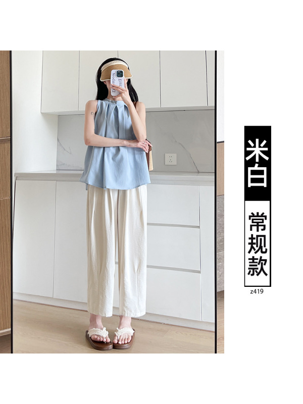 九分奶芙气球裤女夏薄款2025新款小个子休闲宽松冰丝哈伦萝卜裤子