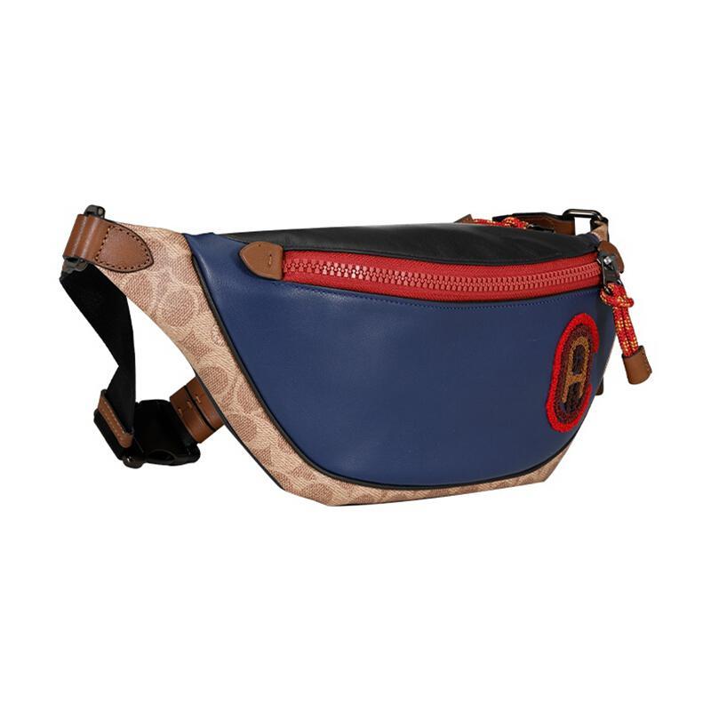 coach蔻驰奢侈品男款专柜款涂层帆布配皮coach贴饰rivington腰包91375