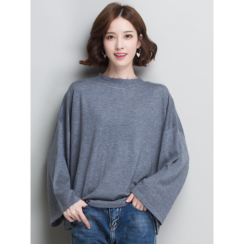 恒源祥女士羊毛衫秋冬新款宽松含羊毛百搭针织打底衫上衣