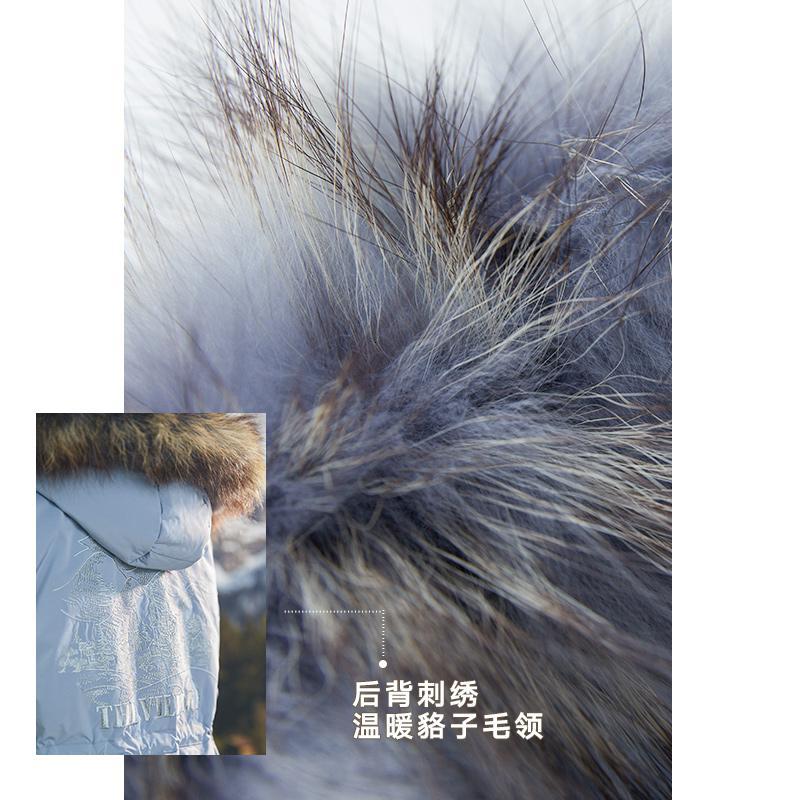 专柜同款Y拉贝缇羽绒服女中长款2019冬季新款宽松小个子鸭绒外套貉子毛领60008622