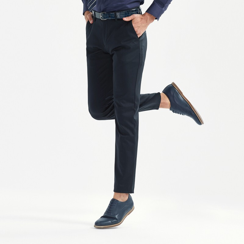 柒牌男裤休闲裤男时尚印花弹力修身中青年上班休闲裤