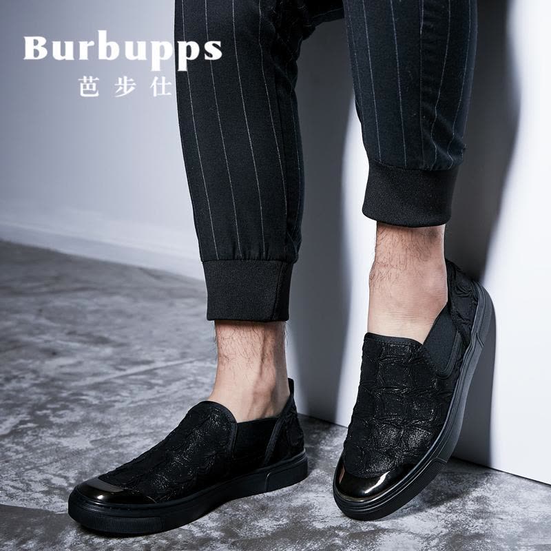 法国品牌芭步仕(Burbupps)男鞋夏季透气休闲帆布鞋青年韩版潮流板鞋男百搭一脚蹬懒人社会鞋图片