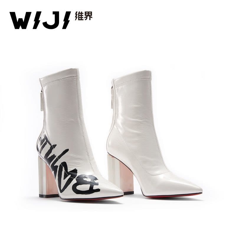 WIJI冬季新款时尚潮流时装靴休闲个性欧美街头高跟靴青春气质女鞋图片