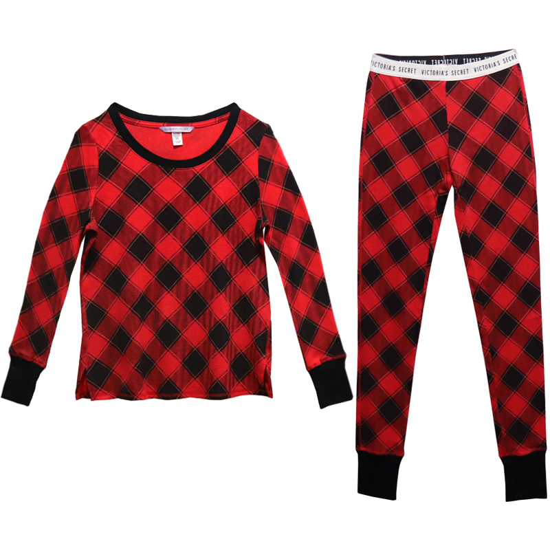 VICTORIA’S SECRET维多利亚的秘密 简约套头长袖长裤家居服两件套睡衣套装分体秋冬款