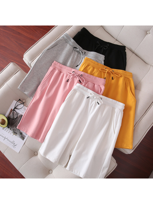 批夏季新款全棉短裤男女同款纯色毛圈休闲五分裤大码运动休闲裤衩